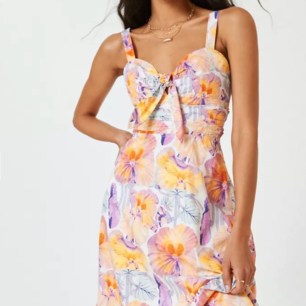 Anthropologie Cecilia Pettersson Tie-Front Floral Print Midi Dress
